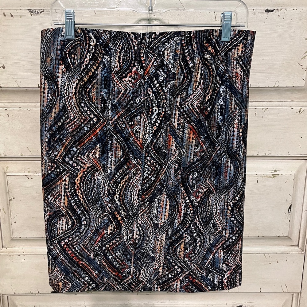 J. JILL Ponte Pencil Skirt Multicolored Paisley  Pull-on  Size S